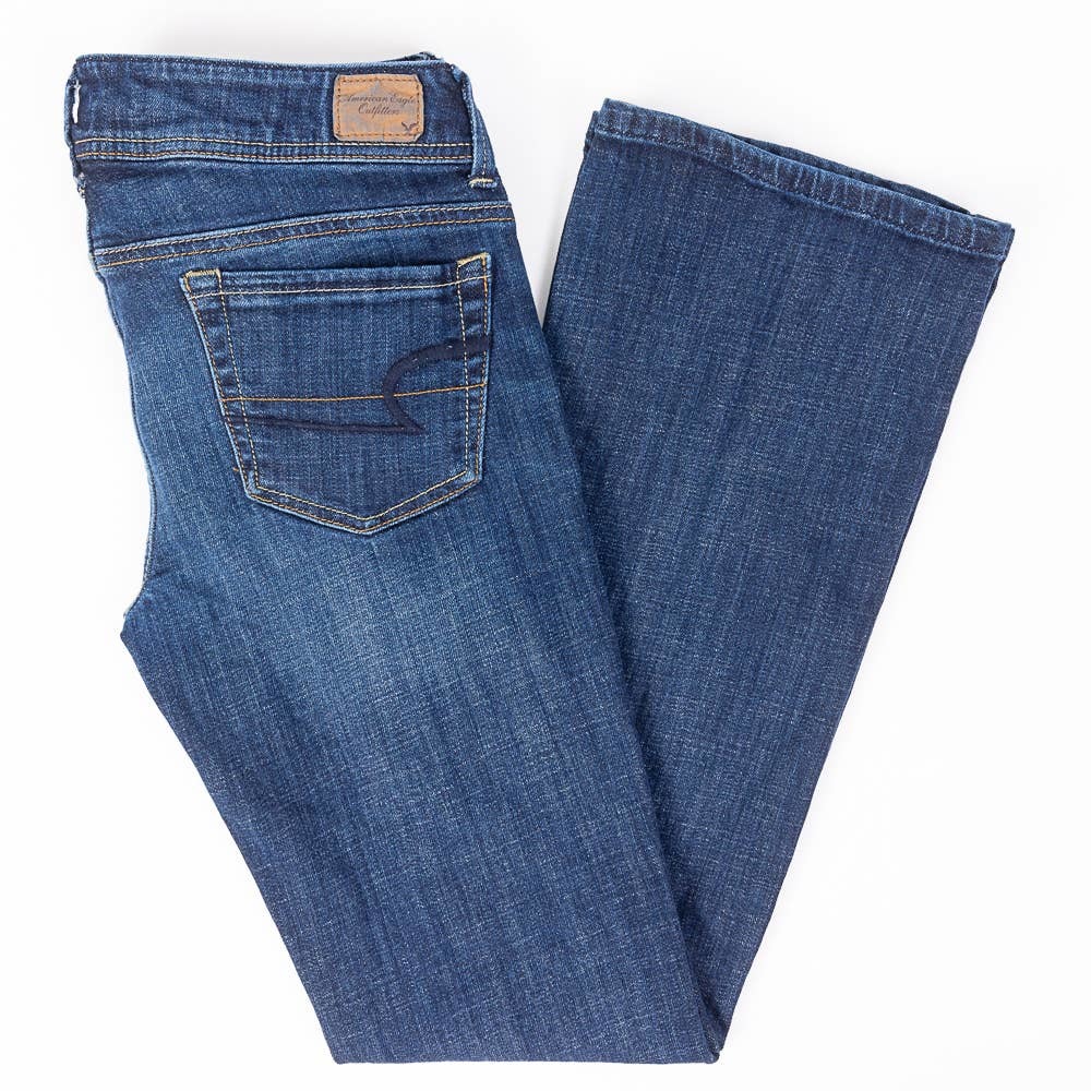 American Eagle Original Boot Womens Jeans Faded Dark Wash Size 4 Reg